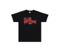 Schwarzes Club Inferno T-Shirt von Domiziana mit rotem Frontprint und Tour-Schriftzug 2024